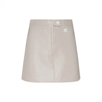 Courreges - Cream Coated Cotton Vinyl Skirt