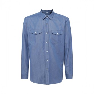 Caruso - Indigo Blue Cotton Blend Shirt