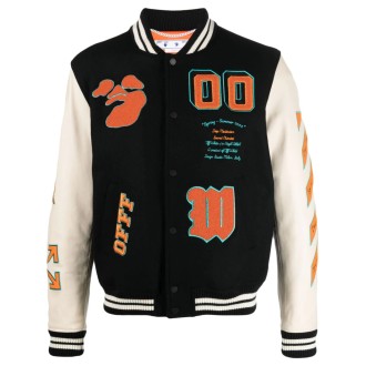 Off White `Graphics` Leather Varsity Jacket