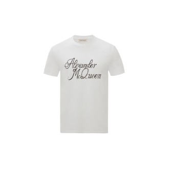 ALEXANDER MCQUEEN T-Shirt Uomo Bianca Con Firma Alexander Mcqueen