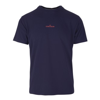 STONE ISLAND T-Shirt Uomo Blu Scuro Con Logo e Stampa 