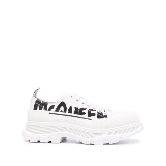 ALEXANDER MCQUEEN Sneakers Tread Slick Uomo in Bianco Ottico Con Stampa McQueen Graffiti
