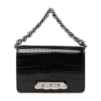 Alexander Mcqueen - Black Leather Four Rings Clutch