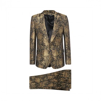 Dolce & Gabbana - Black And Gold Viscose Two-piece Suit