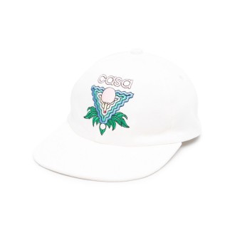 CASABLANCA berretto bianco con logo Casablanca multicolor ricamato