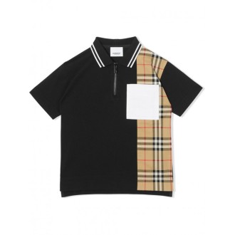 Burberry - Black And Beige Cotton Polo Shirt
