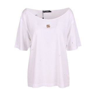 Dolce & Gabbana 'DG' Metal Logo Cotton T-Shirt 42