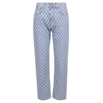 R13 'Boyfriend' Check Pattern Cotton Jeans 27