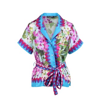 Dolce & Gabbana Floral Print Shirt with Matching Belt 44