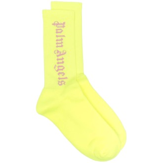 PALM ANGELS Calzini Donna Vertical Logo Giallo Fluo
