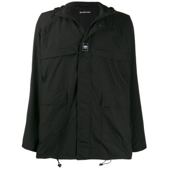 BALENCIAGA giacca anorak in nylon tecnico nera con collo a imbuto