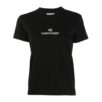 BALENCIAGA T-shirt in cotone nero con logo Balenciaga