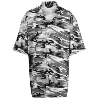 BALENCIAGA Camicia a mezze maniche in jersey sportivo camo grigio