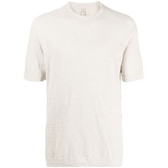 TRANSIT T-shirt girocollo in cotone e lino beige chiaro effetto rovescio