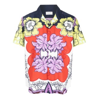 TINTORIA MATTEI camicia in cotone multicolore in stampa floreale con colletto classico