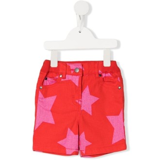 STELLA MCCARTNEY KIDS Shorts Baby In Denim Rosso Con Stelle Rosa All-Over
