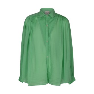 Forte Forte - Mojito Green Cotton And Silk Smocked Blouse