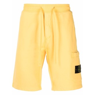STONE ISLAND Pantaloncini sportivi gialli in cotone con coulisse