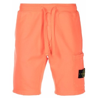 STONE ISLAND Pantaloncini sportivi arancione in cotone con coulisse