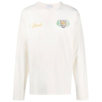 RHUDE T-shirt a maniche lunghe con logo Rhude in cotone bianco avorio
