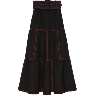 Gucci Viscose Canvas With Leather Skirt