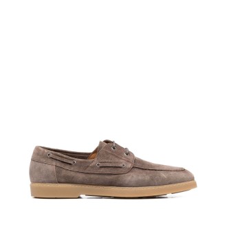 DOUCAL'S Mocassino Stringato In Suede Taupe