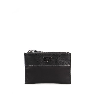 Prada `Re-Nylon` And `Saffiano` Leather Pouch Wallet