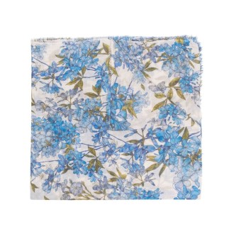 FALIERO SARTI foulard in cachemere blu e bianco in stampa floreale