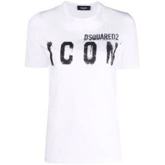 DSQUARED2 T-Shirt Icon Spray Relax Bianca Donna