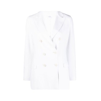ELEVENTY blazer doppiopetto bianco a taglio vivo con revers classici