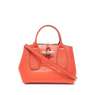 Longchamp `Roseau Croco` Small Handbag