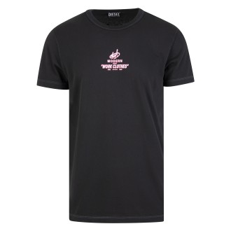 DIESEL T-Shirt Slim Fit Nera Uomo Con Logo Stampato<BR/>