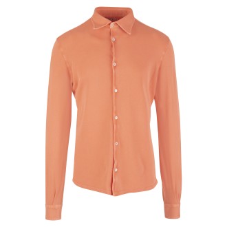 FEDELI Camicia Uomo In Pique' Di Cotone Arancione