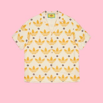 adidas x Gucci Trefoil print bowling shirt