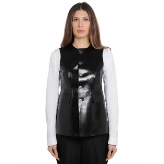 Sapio black leather vest WOMEN