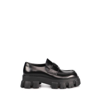 Prada `Monolith` Brushed Leather Loafers