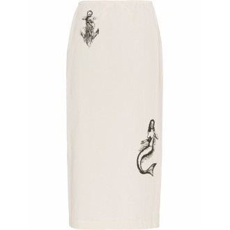 Prada Printed Chambray-Canvas Skirt