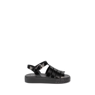 Prada `Wheel` Brushed Leather Cage Sandals