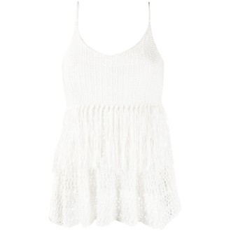 P.A.R.O.S.H. Crochet Tank Top With Fringe Detail