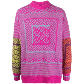 Versace Intarsia Knit `La Greca` Sweater