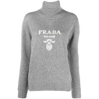 Prada Turtle-Neck Sweater With Logo