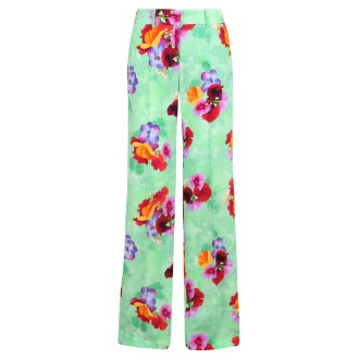 Ermanno Scervino Floral Pattern Wide Silk Trousers 42