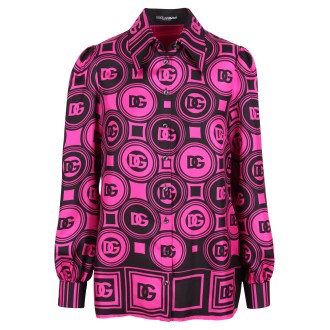 Dolce & Gabbana 'DG' All-Over Print Silk Shirt 40