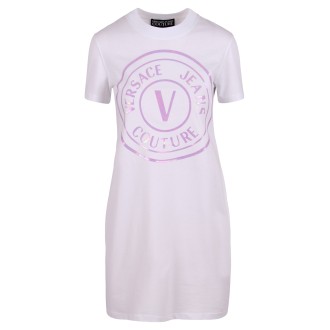 Versace Jeans Couture Logo Print Cotton Midi Dress M