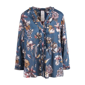 'S Max Mara 'Nogal' Ruches-embellished V-neckline Shirt 44