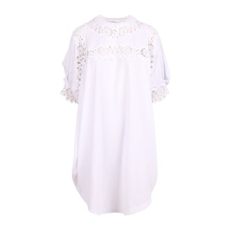 Ermanno Scervino Lace Floral Details Short Cotton Dress 42