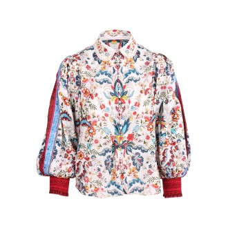 Alice Olivia 'Shondra' Embroidery Collar Cotton Shirt L