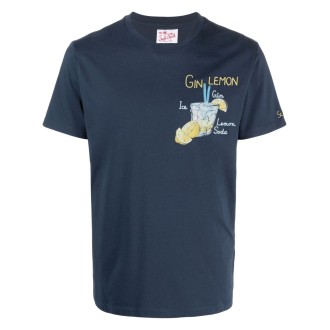 MC2 T-shirt stampata in cotone blu con stampa Gin Lemon