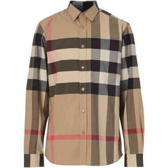 BURBERRY Camicia in cotone beige in stampa Macro Vintage Burberry Check