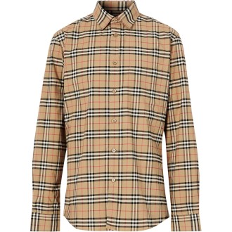 BURBERRY camicia beige in cotone in Burberry Vintage Check Small print